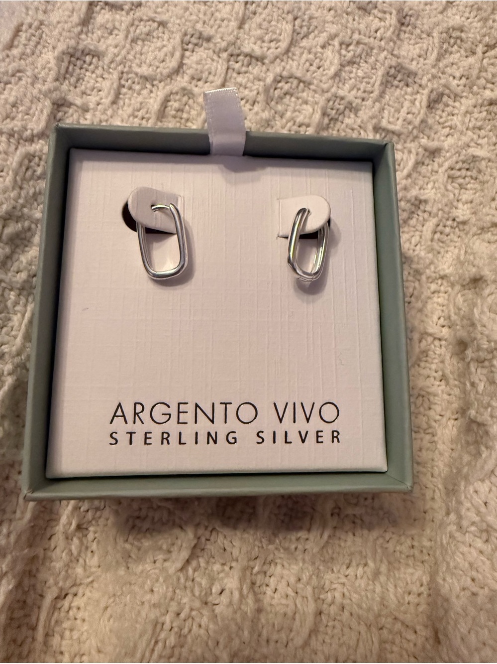 NWT! Argento Vivo sterling silver small oval or rectangular huggie hoop earrings